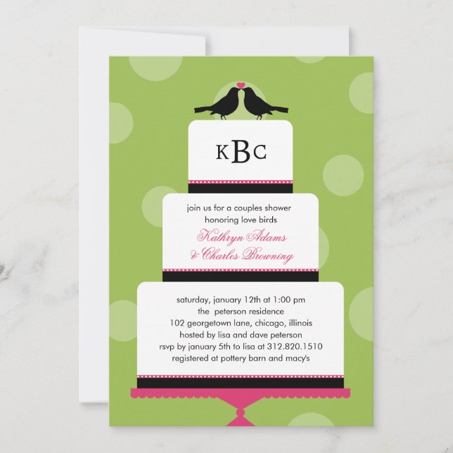 Love Birds Cake Wedding Shower Invitation (Front)