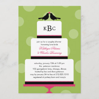 Love Birds Cake Wedding Shower Invitation