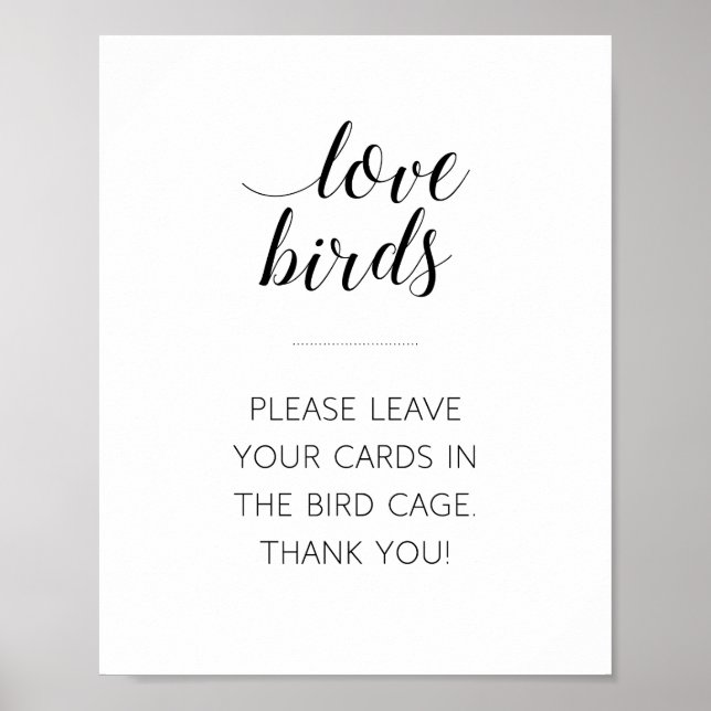 Love Birds Cards In Bird Cage Wedding Sign (Front)