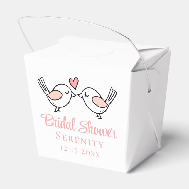  Love Birds Cartoon Pink Lovebirds Bridal Shower   Favour Box (Back Side)