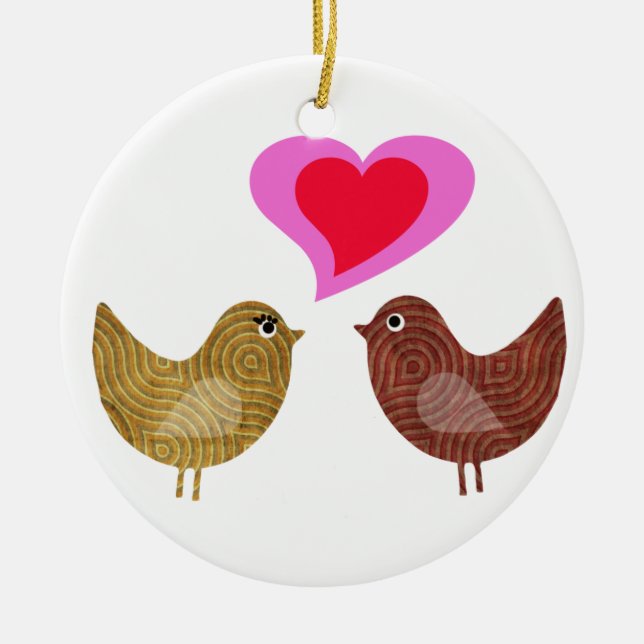 Love Birds Ceramic Tree Decoration (Front)