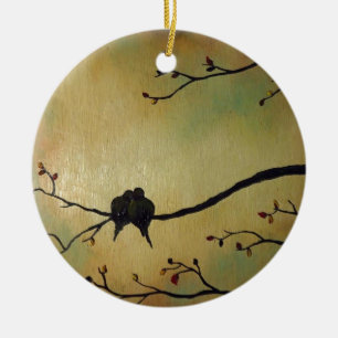 Love birds ceramic tree decoration