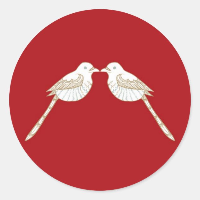 Love Birds Crimson/Creme Wedding Envelope Seal (Front)