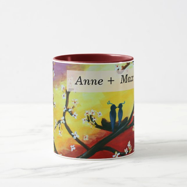 Love Birds Custom Couple Names Mug (Center)
