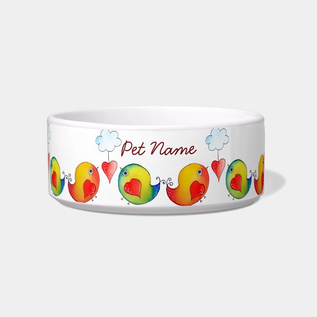 Love Birds Customisable Pet Bowl (Front)