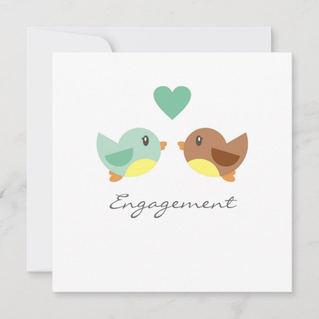 Love Birds Engagement Invitation Announcement (Front)