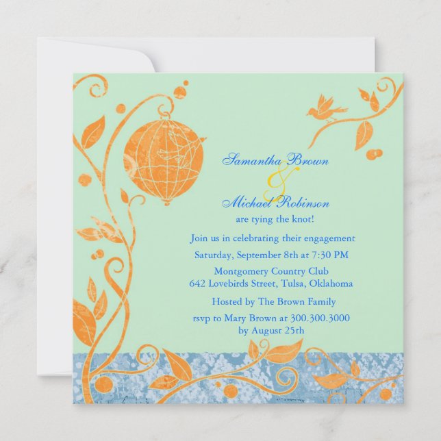 Love Birds: Engagement Invitations (Front)