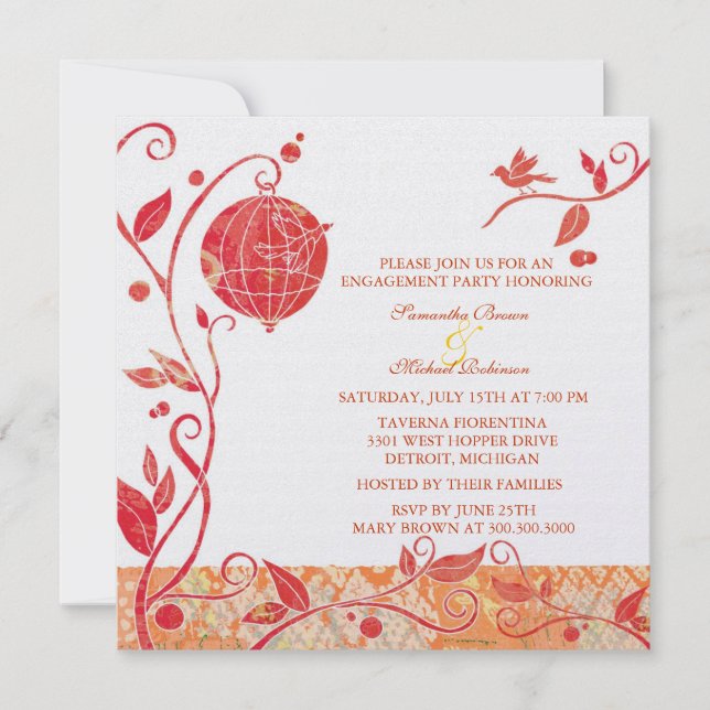 Love Birds: Engagement Invitations (Front)