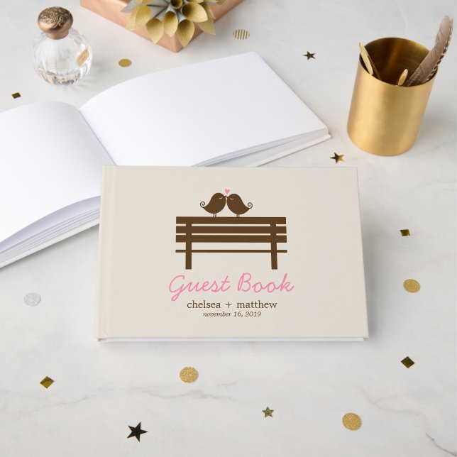 Love Birds Fall Wedding Guest Book (Front Open)