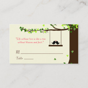 Love Birds Falling Hearts Oak Tree Name Cards
