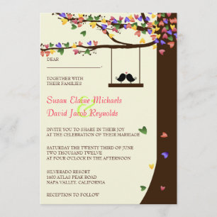 Love Birds Falling Hearts Oak Tree Per Invitation
