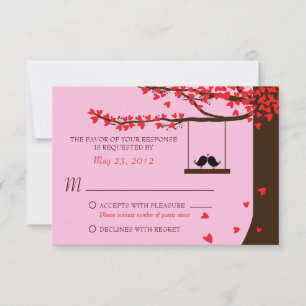 Love Birds Falling Hearts Oak Tree RSVP