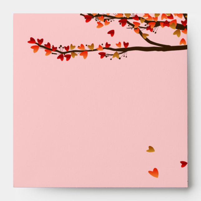 Love Birds Falling Hearts Wedding Envelope (Front)