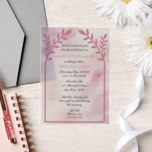 Love Birds Floral Arch Pink Wedding  Vellum Invitations