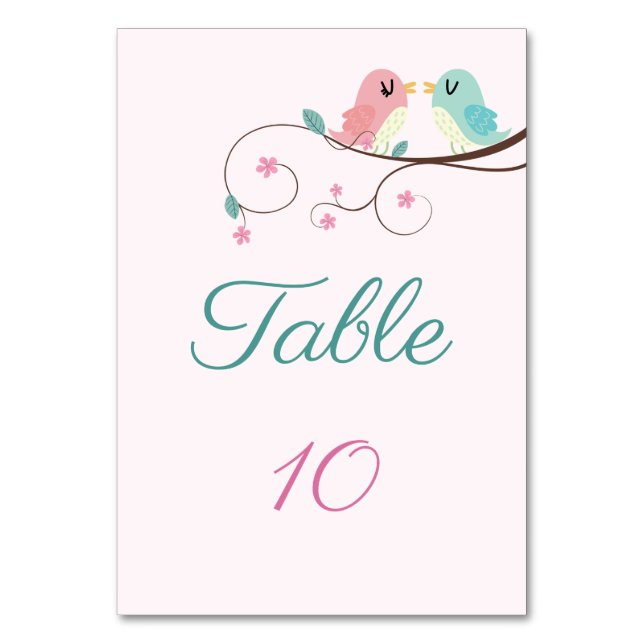 love birds floral table number card (Front)