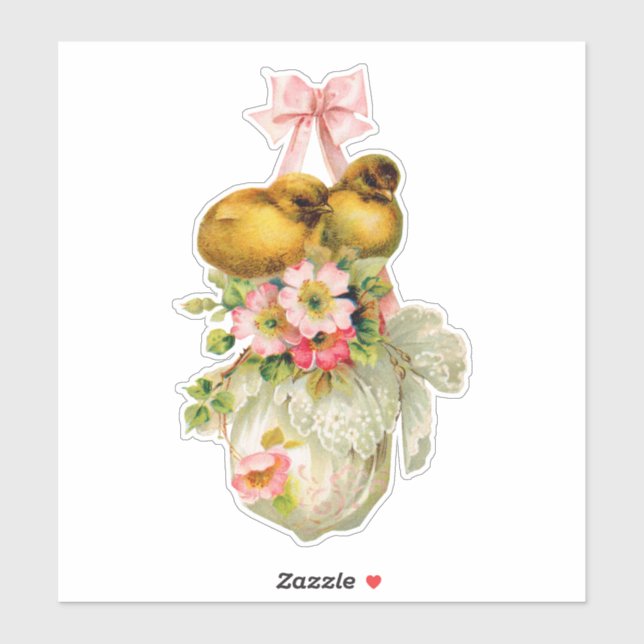 love birds Flower Vintage Easter Card art  (Sheet)