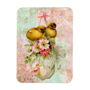 love birds Flower Vintage Easter Card art Magnet