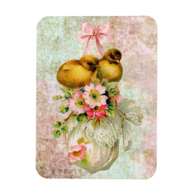 love birds Flower Vintage Easter Card art Magnet (Vertical)