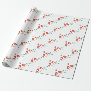 Love Birds Folk Art Wrapping Paper