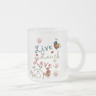 Love Birds Frosted Glass Coffee Mug