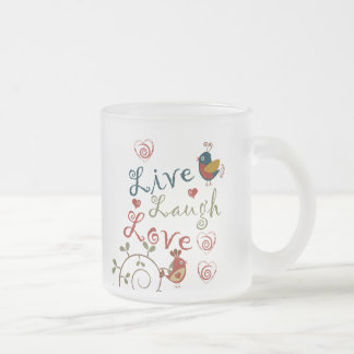 Love Birds Frosted Glass Coffee Mug