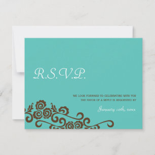 Love birds garden teal blue wedding rsvp response