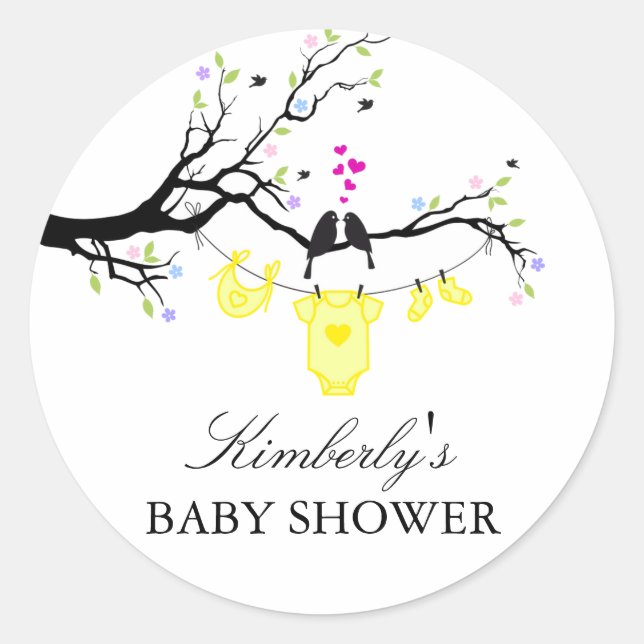 Love Birds | Gender Neutral Baby Shower Sticker (Front)