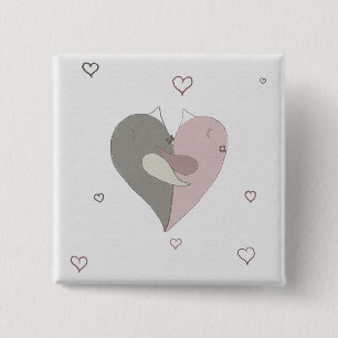 Love Birds Heart 15 Cm Square Badge