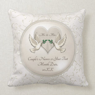 Love Birds Heart Personalised Mr and Mrs Pillows