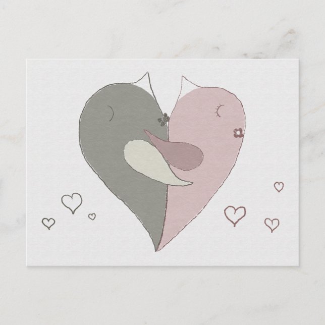 Love Birds Heart Postcard (Front)
