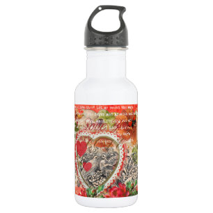 Love Birds Heart Red Art Collage 532 Ml Water Bottle