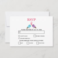 Love Birds & Hearts Wedding RSVP Cards