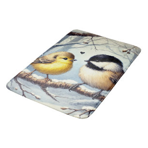 Love Birds In a Frozen Winter Decor Bath Mat
