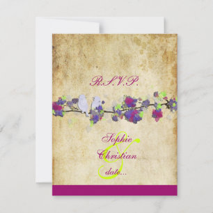 LOVE BIRDS, LARGE RSVPs/DIY colour RSVP Card