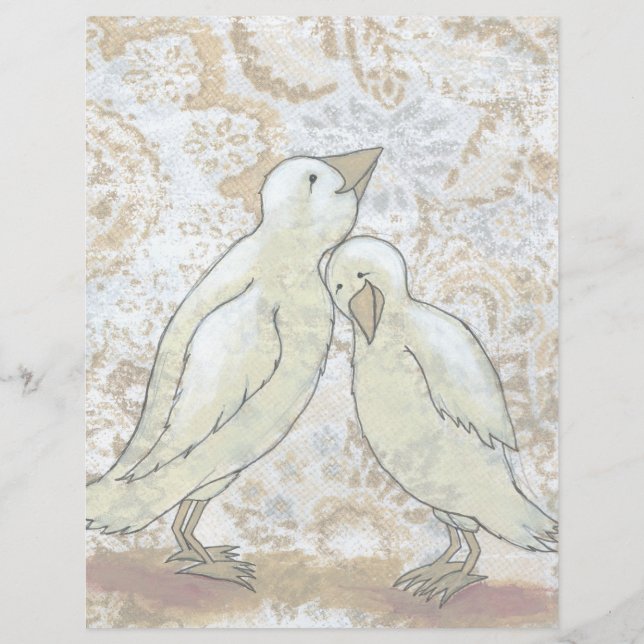 Love birds letterhead perfect couple romantic art (Front)