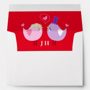 Love Birds Lined Envelope With Return Address