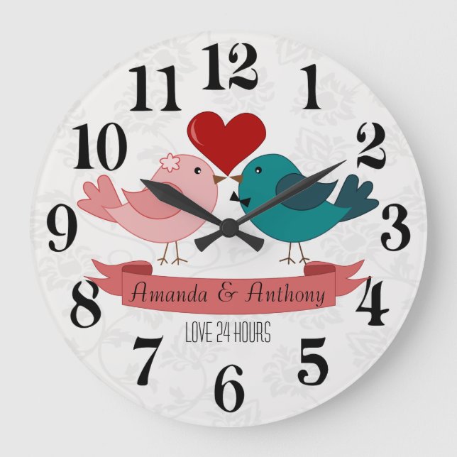 Love birds, love 24h. large clock (Front)