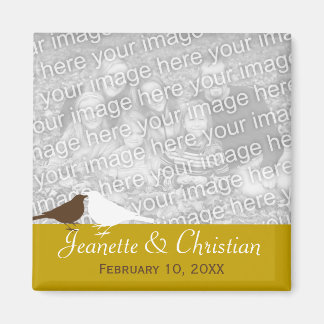 Love birds mocha brown custom photo save the date magnet