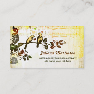 love birds music notes vintage business card