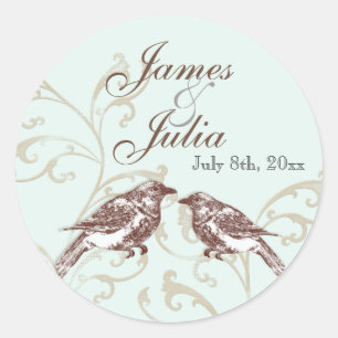 Love Birds 'n Lace - Aqua Wedding Seal