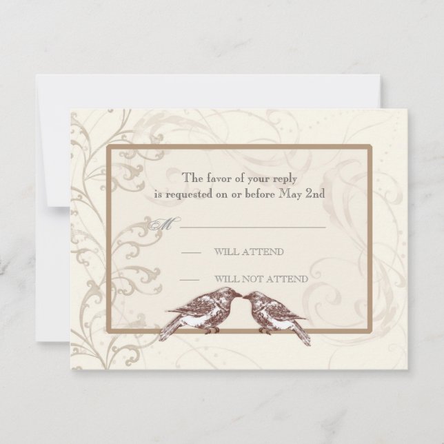Love Birds 'n Lace - Wedding Response Card (Front)