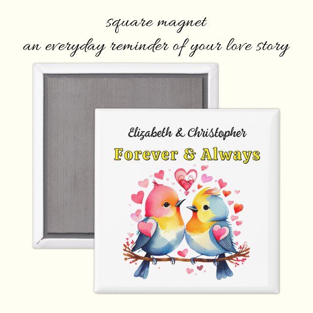 Love birds names forever yellow magnet (Creator Uploaded)