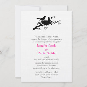 Love Birds Nest Silhouette Wedding Invitations
