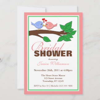 Love Birds on a Branch - Bridal Shower Invitations