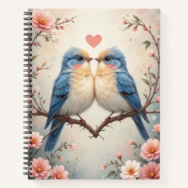 Love Birds on a Branch Nature Art Notebook (Front)