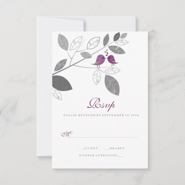 Love Birds on a Branch Wedding RSVP (Front)