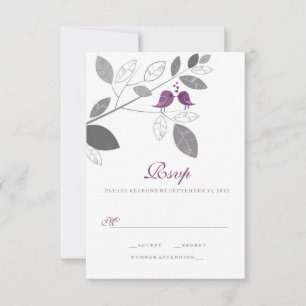 Love Birds on a Branch Wedding RSVP Card