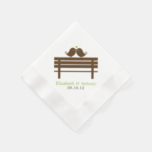 Love Birds on Park Bench {green} Napkin
