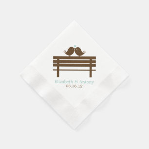Love Birds on Park Bench {mint} Napkin