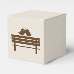 Love Birds on Park Bench {orange} Favour Box